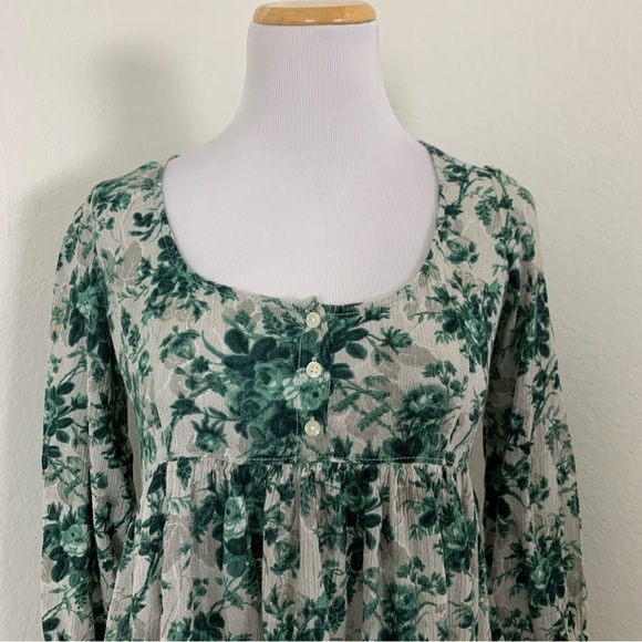 Ralph Lauren Denim & Supply Floral Tunic Top Womens XS Green Pockets Swing - Picture 11 of 16